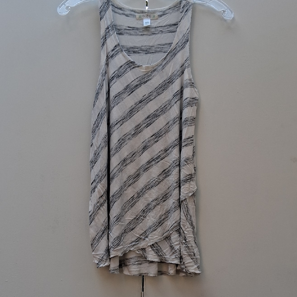 love, Fire Gray and White Diagonal Stripe Tank Top